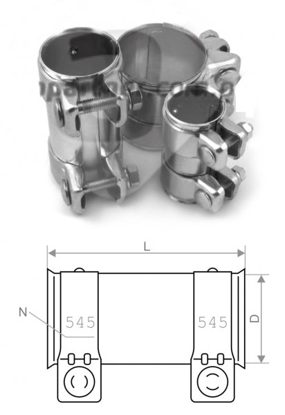 Trubkov spojka pro spojen trubek o vnjm prmru 60mm